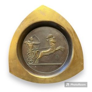 1980s Vintage Brass Archer on Chariot ‎Egyptian scene - Triangle Shape